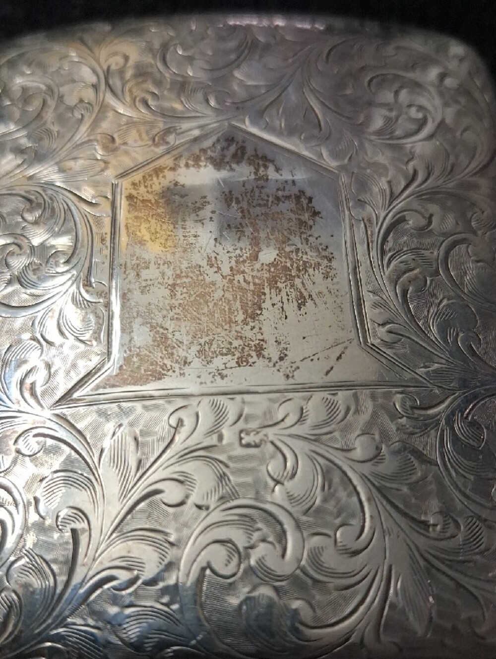 Antique Engraved Sterling Silver Men's Card Case - Picture 4 of 10
